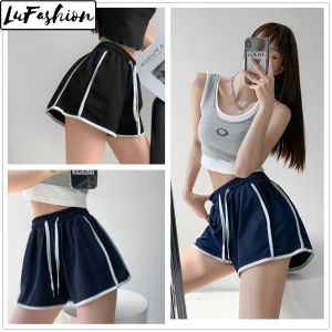 LuFashion Shorts Pants Women Summer Cotton Loose Side Stripe Sports Yoga Shorts Wide Leg Pants