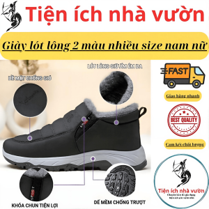 Giày Lót Lông Đế Cao Hàn Quốc 2 màu Đỏ Đen size từ 36-43 Êm Chân Giữ Nhiệt.