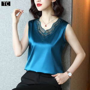TC สูทเสื้อผ้าเซ็กซี่สำหรับฤดูร้อนไหมแท้ ขนาดเล็กเสื้อสายเดี่ยวหญิงผ้าไหมและผ้าซาตินเสื้อรองในซับใน เสื้อแขนกุดใส่ด้านนอก รุ่น2764