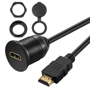 Gold Plated HDTV-compatible Flush Mount Extension Cable for Car Boats Motorcycle Dashboards Installation