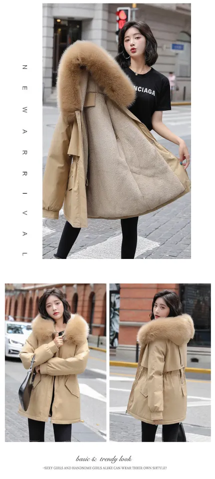 2022 New Winter Jacket Women Parka Fashion Long Coat Wool Liner Hooded  Parkas Slim With Fur Collar Warm Snow Wear Padded Clothes