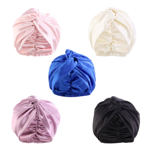 Silk Like Sleep Cap With Hair Bonnet Twisted Design Double Layer Night Bonnet For Women Men Soft Elegant Moisture Wicking Hair Protector 5 Colors