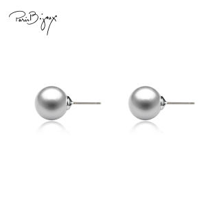5MM 6MM 10MM 12MM Light Grey Pearl Earrings Embellished with Crystal Light Grey Pearls Rhodium Plated Lead Free & Nickel Free Titanium Post