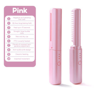 2IN1 Cordless Hair Straightening Comb 3 Levels Adjustable Hair Curler USB Charging Portable Lazy Hair Straightener