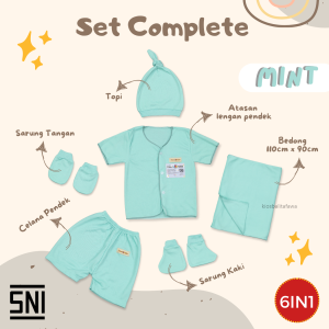 (6IN1) Setelan Bayi Fawa UK 0-3 Bulan / Set Baju Lengkap Bedong Topi Sarung Tangan Kaki Polos Bayi Newborn 0-6 Bulan Anak Perempuan Baju Tidur Kado Gift kiosbalitafawa