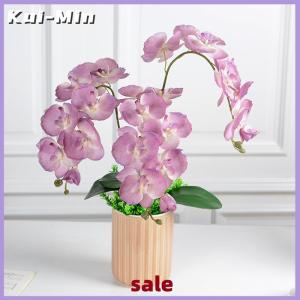Kui-Min 8-Heads Artificial Butterfly Orchid 3D Phalaenopsis Simulation Flower Real Touch Plants Wedding Home Christmas Decoration