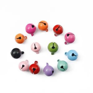 10Pcs 14mm Colorful Jingle Bells Iron Bell Beads DIY Keychain Bracelet Crafts Accessories Pendants Hanging Christmas Tree Ornaments Party Decorations