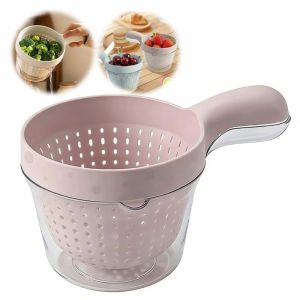 NOBLELYN 2-in-1 Kitchen Drain Basket Double Layer with Handle Drain Rack Durable Fruit Cleaning Basin