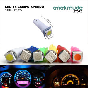 2PCS Lampu LED T5 Speedometer 1 Titik LED Lampu Speedometer COB Lampu Mobil Motor 12v DC Spidometer