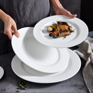 6-7inch Ceramic Dinner Plate Restaurant Wedding Western Flat Plate Bone Dish White Porcelain Set