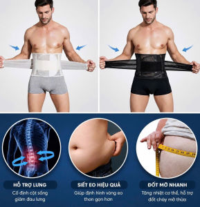 Đai Lưng Nam Thể Thao Bản Rộng 24cm | Đai Hỗ Trợ Eo Lưng Thoáng Khí Co Giãn Khóa Dán