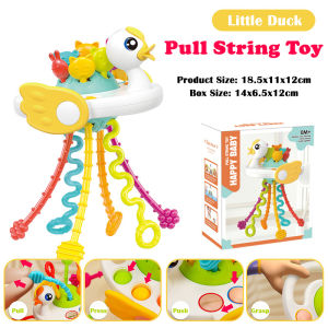 3 in 1 Baby Montessori Pull String Sensory Toys | Toddler Finger Grasp Training | Baby Teether Silicone Toy | Gift for infant