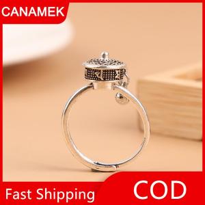 【CANAMEK】 Phật giáo Tây Tạng cầu nguyện bánh xe Vòng chúc may mắn luân xa vòng hoa sen Vòng mở điều chỉnh xoay Nhẫn quà tặng