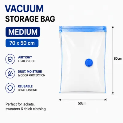 🇸🇬 [SG Stock] Vacuum Storage Bag Compression Bag | Space Saver Storage Bag | Reusable Vacuum Seal Clothes Organizer | 80x60 70x50 60x40cm