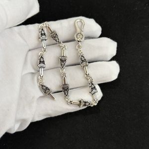 S925 Silver American Sword Bracelet Retro Craftsmanship Personality Adjustable Punk Style Couple Accessories