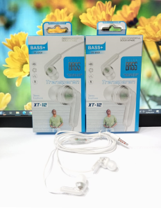 Handsfree Transparan + MIC XT-12 Extra Bass Stereo Earphone Headset in-Ear PowerFull
