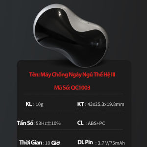 Máy Chống Ngáy Ngủ Dán Cằm Xung Nhịp Thế Hệ 3 Snore Arrestor Cảm Biến Thông Minh Phát Hiện Tiếng Ngáy Xoa Bóp Vật Lý 6 Cường Độ