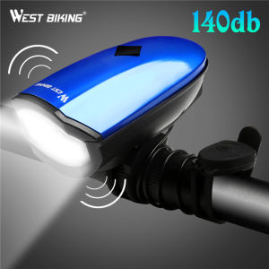 WEST BIKING Bicycle Light with Horn USB Charging 250 Lumens Highlight Handlebar Front Lamp 140Db Bells 3 Modes MTB Headlight Bike Light