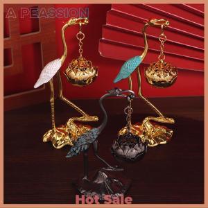 [A Peassion]💖[HOT SALE]🎈🎈 Crane Incense Burner Holder Stove Lotus Incense Burner Antique Alloy Lotus Hanging Stove Tea Ceremony Craft Household Decoration
