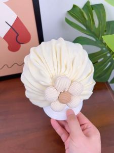 Floral Baby Hat Newborn Soft Solid Color Knitted Hats Infant Beanies Girls Turban Hair Accessories