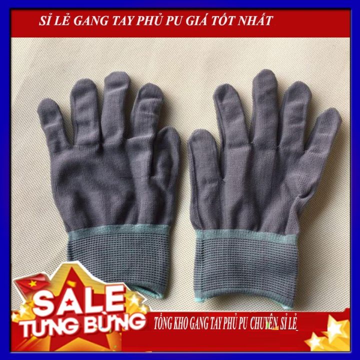 Bịch 12 đôi găng tay bảo hộ lao động sợi mút đen xám, bao tay lao động, găng tay lao động