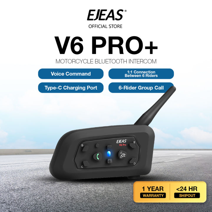 EJEAS V6 Pro Plus Bluetooth Motorcycle Intercom Helmet Headset 1200m  Interphone 830mAh Lazada PH