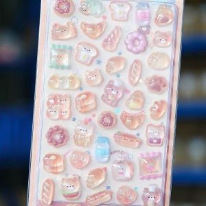 JESJELIU Transparent 3D Crystal Stickers PVC Cartoon Animal Relief Decorative Sticker Fashion DIY Crafts Phone Case Decoration Sticker Water Cup Decoration