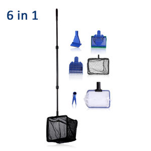 Aquarium Cleaning Tool Set Fish Tank Brush Tool Set Algae Removal Brush Acrylic Cleaning Brush Fishing Net Gravel Rake Algae Scraper Fork Sponge Brush Glass Cleaner Goldfish Turtle Tank Supplies