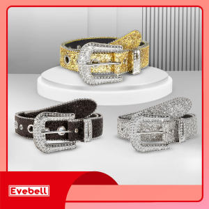 เข็มขัดหนัง PU ยาว 103cm. สไตล์ตะวันตก เข็มขัดแต่งเพชร Y2K สำหรับผู้หญิง