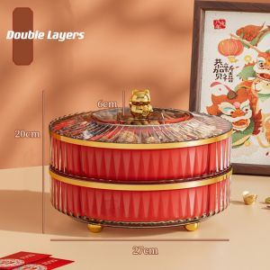 ⚡⚡360°Rotation Snacks Container Double Layers With Cover/Nuts Assortment Tray