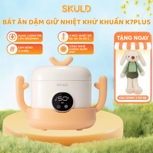 Bát Ăn Dặm Giữ Nhiệt SKULD K7PLUS -Bình Ủ CháoTích Điện Khử Khuẩn UV Chống Nước IPX7 Làm Ấm Đa Chiều Cho Bé IQKAO