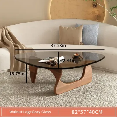 【COD Ready Stock】Nordic Wood Coffee Center Table Modern Tempered Glass Side Table For Living Room