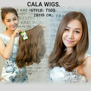 แฮร์พีช hairpiece แฮร์พีช calawigs ชิ้นหนาพิเศษไหมด้านเหมือนผมจริง แฮร์พีชลอน รหัส T1100 กว้าง27cm ยาว40cm