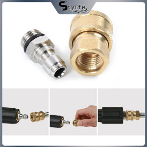 【Duty Brass Connector Set】M14 Small Male & Female Head + 1/4" Quick Release M22/14 Adapter for Pressure Washer Accessories Pair Pressure Washer Quick Release 1/4 Male M22/14 Female Plug Brass Connector