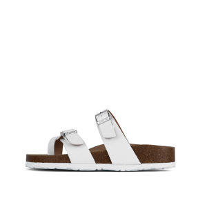 BOKEN Womens Mayari Inspired White Cork Sandals Slip On Clogs with Soft Comfort Footbed Casual Slippers Shoes