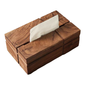 Handcrafted Walnut Tissue Holder Link Opening Design Easy Access Storage Box For Countertop Desk Shelf Organizing