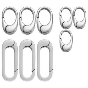 Set of 9 Oval Shaped Fasteners Easy to Use Spring Rings for Necklaces and Bracelets Making Components
