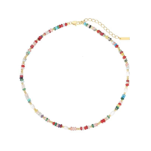 Elegant Colorful Beads Stone Necklace Bracelet Ornament for Trendy Women Natural Pearls on a Gold Clavicle Chain