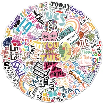 COD✨52 PCS GAYA LUCU Frase bahasa Inggris yang menginspirasi stiker untuk Buku Tempel/Buku Harian/HP/Dekorasi Laptop/Sticker Helm Tahan Air Vinil/Stiker Tablet Ponsel stiker tahan air berperekat