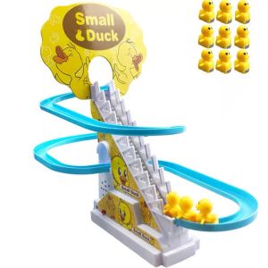 🐥Malaysia Stock🐥Baby Toys Electric Duck Track Slide Toys Boys Girls Electric Climbing Stairs Toy LED Lights Musical Slide Toys
