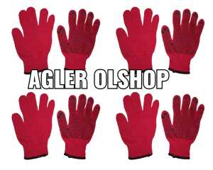 { 5 pasang }sarung tangan kerja bintik warna merah murah elestis nyaman di pakai