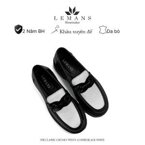 The Classic Chunky PENNY LOAFER White LEMANS 02 Phiên Bản - Đế cao 5cm Full cao su nguyên khối Da bò nguyên tấm BH 24T