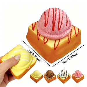 1pc Simulated Toast Toast Ice Cream Squishy Bread Slow Rebound Squeeze Fidget Toy Soft Stress Anxiety Relief Sensory Toy Party Gift