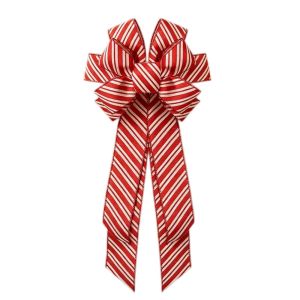 FOUNDTWO Sọc lớn Cây thông Noel trang trí nơ lớn Phong cách cao cấp Cực kỳ lớn Đồ trang trí cây hình nơ đỏ Đồ trang trí cây thông Noel Sọc/Con bò Nơ trang trí cỡ lớn Đồ trang trí Giáng sinh