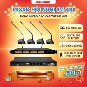 Micro hội nghị không dây chính hãng Sunrise SM-840 Bộ 04 micro cổ ngỗng hộp sóng cao cấp- SUNRISE SM840