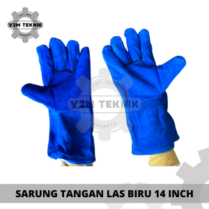 Sarung Tangan Las 14 Inch BIRU Kulit Tebal / Safety Gloves 14" Las / Welding Glove Tebal Anti Panas