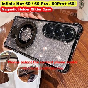 Glitter Case infinix Hot 60 Pro Plus Pro+ Hot 60i Case with Magnetic Stand Holder Soft Shockproof Clear Luxury New Design