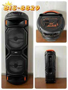 BIS-8829 Trolley Rechargeable Bluetooth Outdoor Boomboxes Wireless FM Audio Speaker Portable Radio With Microphone Speaker