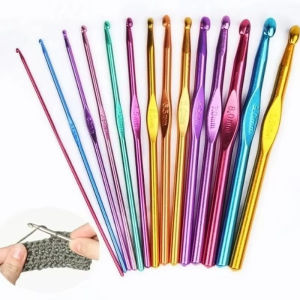 8Pcs Colorful Aluminum Crochet Hook Doll Scarf Hand Woven Metal Needle DIY Sweater Multi Specification Sewing Tool Set