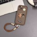 เคสโทรศัพท์ Samsung Galaxy S24 Ultra + Plus 5G 4G 3D ลายการ์ตูนเคสปกป้องเลนส์รูปหมียิ้มมีสไตล์ฝาครอบซิลิโคนนิ่มป้องกันการกระแทกพร้อมสายคล้อง2024. 